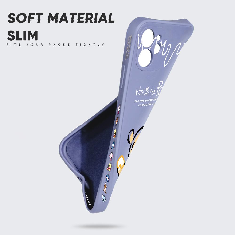 Мультяшный Дисней Винни Пух Медведь с квадратным краем и узором, жидкий силиконовый противоударный чехол для телефона для iPhone OnePlus