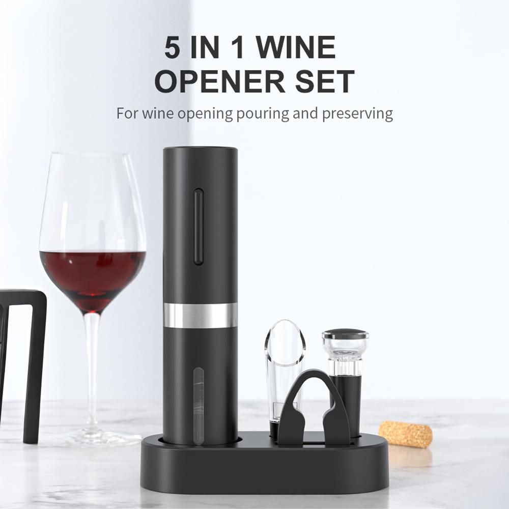 Electric Wine Opener Set Type-C Rechargeable Automatic Electric Wine Bottle Opener with Pourer /
