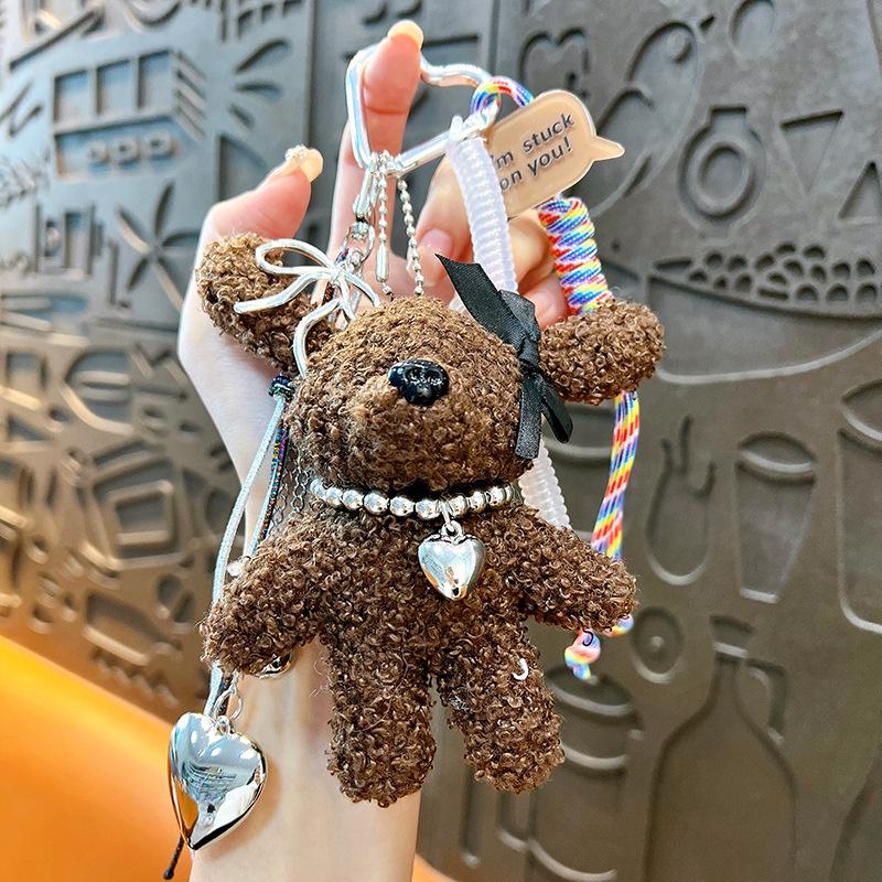 Любовь Красочная Веревочная Плюшевая Брелок Медведь Милый Изысканный Подвеска для Сумки Шарм для Сумки