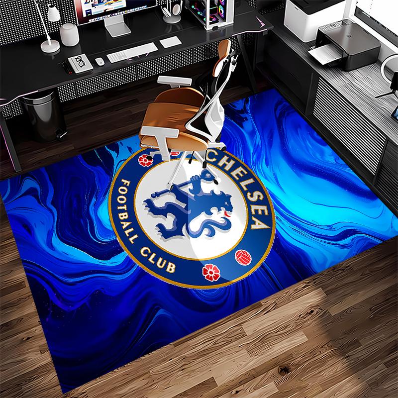 1pc Chelsea FC logo Print Area Rug - Soft,Washable Non-Slip Indoor Mat for Office Chairs,Living Room,Home Office Decorative Rug
