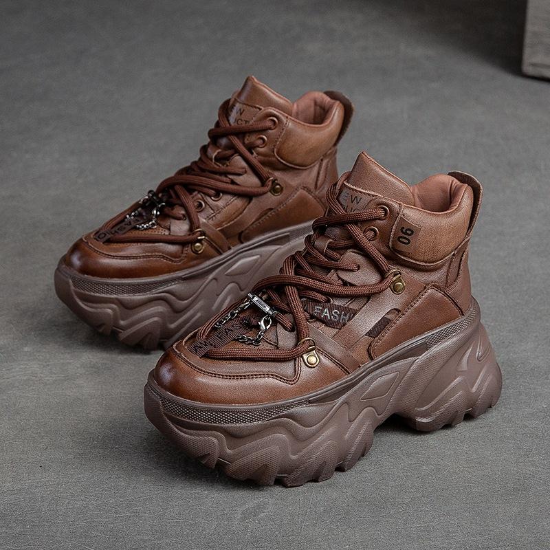 Johnature Весенне-осенние повседневные лоферы с круглым носком, увеличивающие рост, в стиле ретро, ​​женские туфли на плоской подошве из натуральной кожи