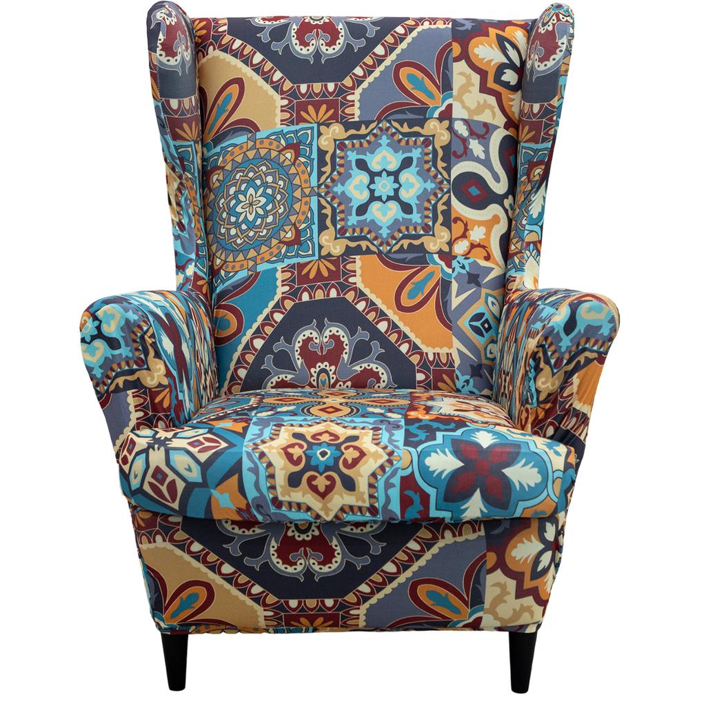 Чехол для дивана с подголовником с цветочным принтом, защитный чехол для кресла, чехлы для кресел с подголовником, чехлы для стульев с покатыми подлокотниками и спинкой King Back