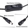 Black White Female Male Power Cable DC 12V Inline 304 Switch DC Connector  LED Strip Light