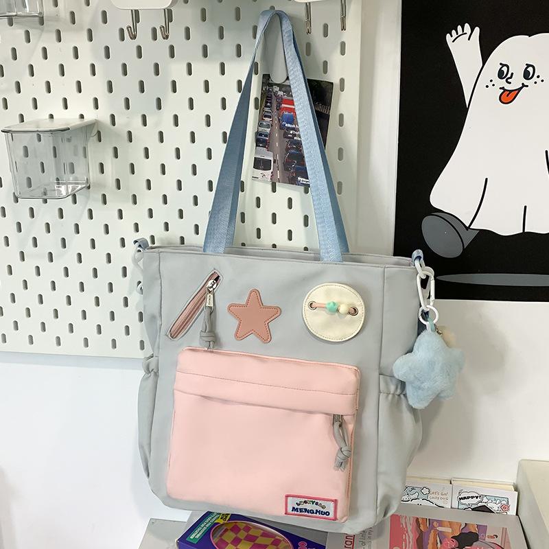 Tutorial Bag Tutorial Bag Carrying Book Bag Girls and Children Primary School Students Contrasted Color Handbag One Shoulder Crossbody Bag