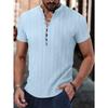 Летняя мужская повседневная рубашка с воротником-стойкой и короткими рукавами