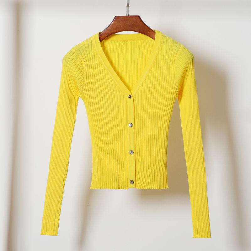 Новые женские кардиганы, свитер 2020, модный тонкий женский вязаный свитер с длинными рукавами и пуговицами, с v-образным вырезом, свитер, пальто, весна-осень