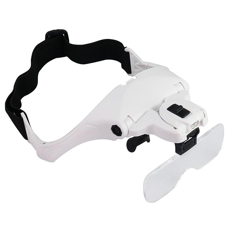 1Pc Head-mounted Magnifying Glass Five Different Magnification Lenses 2 LED Lights Maintenance Inspection