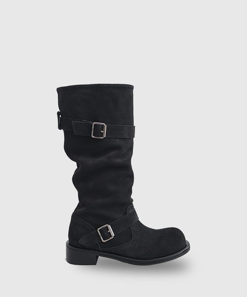 Ods Slouch Buckle Boots (Dusty Charcoal)