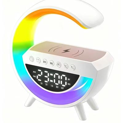 15 Вт телефон, беспроводное быстрое зарядное устройство, Bluetooth-динамик, настольные часы для спальни, будильник, FM-радио с окружающим освещением