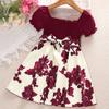 2023 Girls Dress Summer Children's Dress Short Sleeve Printed Princess Dress
