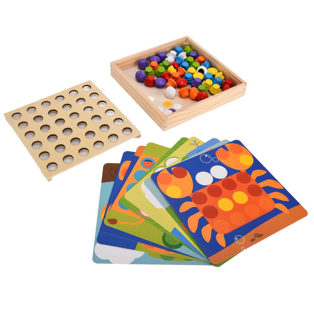 Matching Mosaic Pegboard Toys Mushroom Peg Button Art Toy Early Learning Toys for Children
