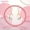 YUIITU Earrings Ladies Popularity Shine Zirconia Hook Sway Silver Earrings Compatible with Metal Allergies Simple Woman Flower Present Anniversary