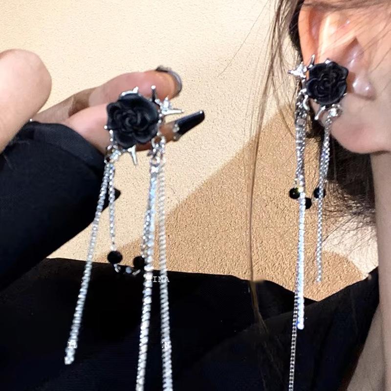 Серьги-клипсы с бахромой из искусственных кристаллов розы, супер фея, сладкий и крутой ветер, бабочка без проколов ушей, клипсы для козелка, премиальные серьги.