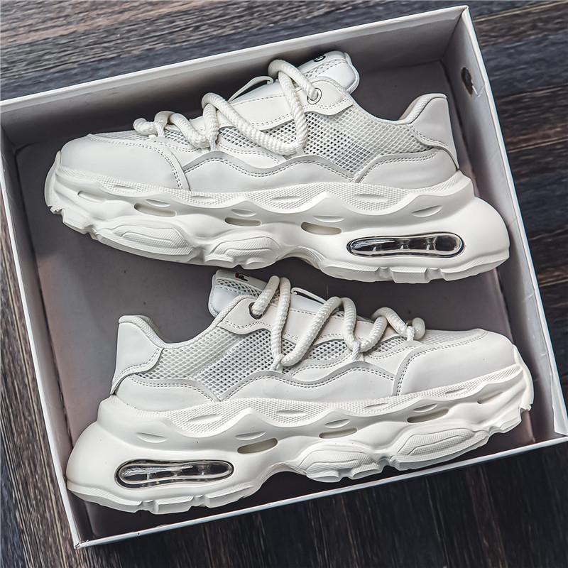 Putian Men's Shoes Summer Breathable Mesh Sports Shoes Teenagers Advanced Sense Ruffian Handsome Dad Shoes Heightening Casual White Shoes