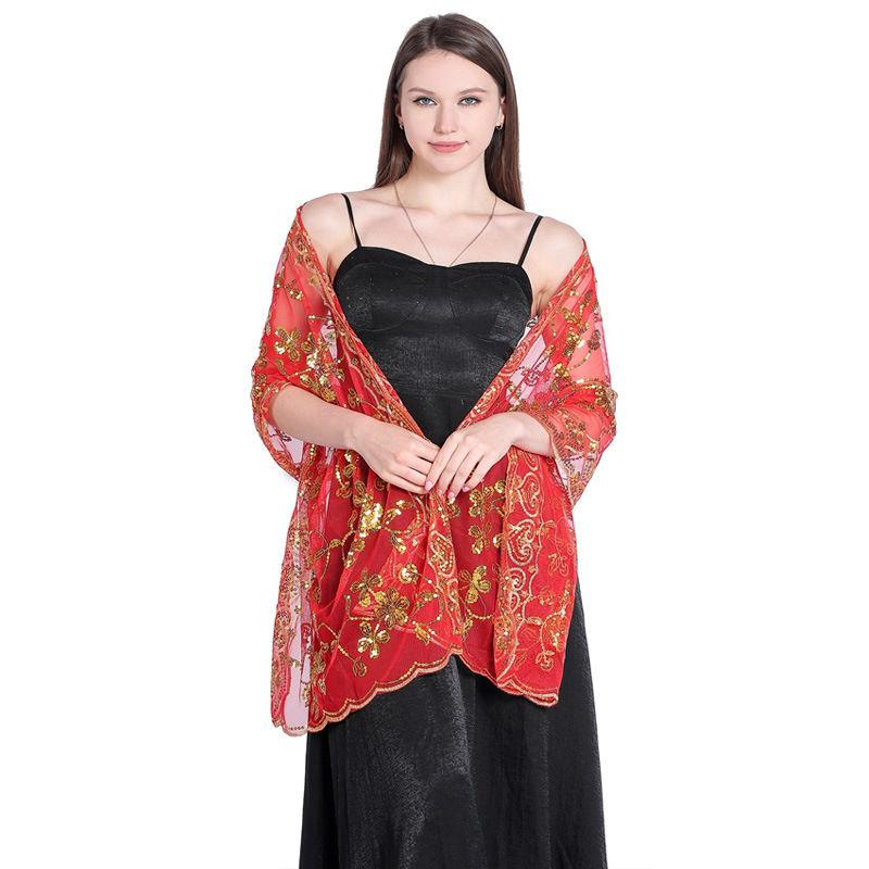 Sequined Shawl Cheongsam Shawl Color Women Scarf Fashion Pure Evening Gown