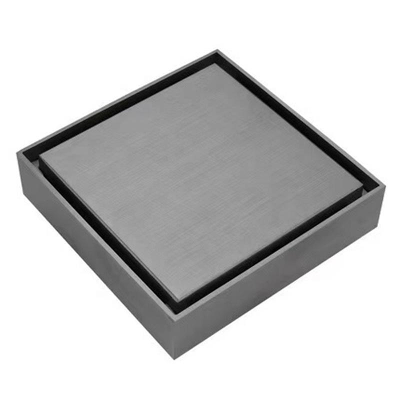Factory Price square 4 Inch Commercial Concealed Tile Insert Brass Gray Black Floor Drain