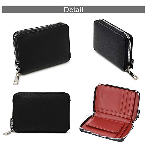 [Register] Men's Bifold Mini Wallet with Box-Shaped Coin Purse and Zipper, Saffiano, Black, Free Size