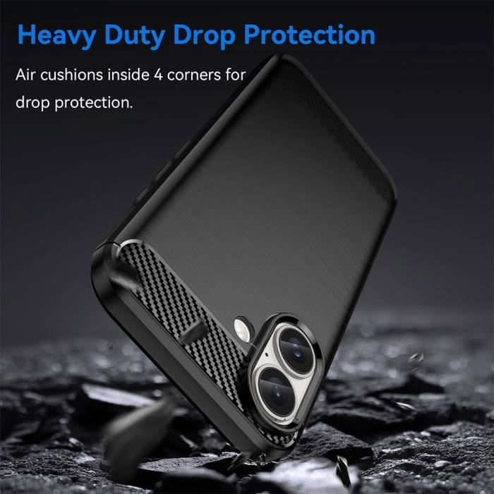 Protective Case - BOOLING - for iPhone 16 Plus - Shockproof - Elegant - Carbon Fiber Effect