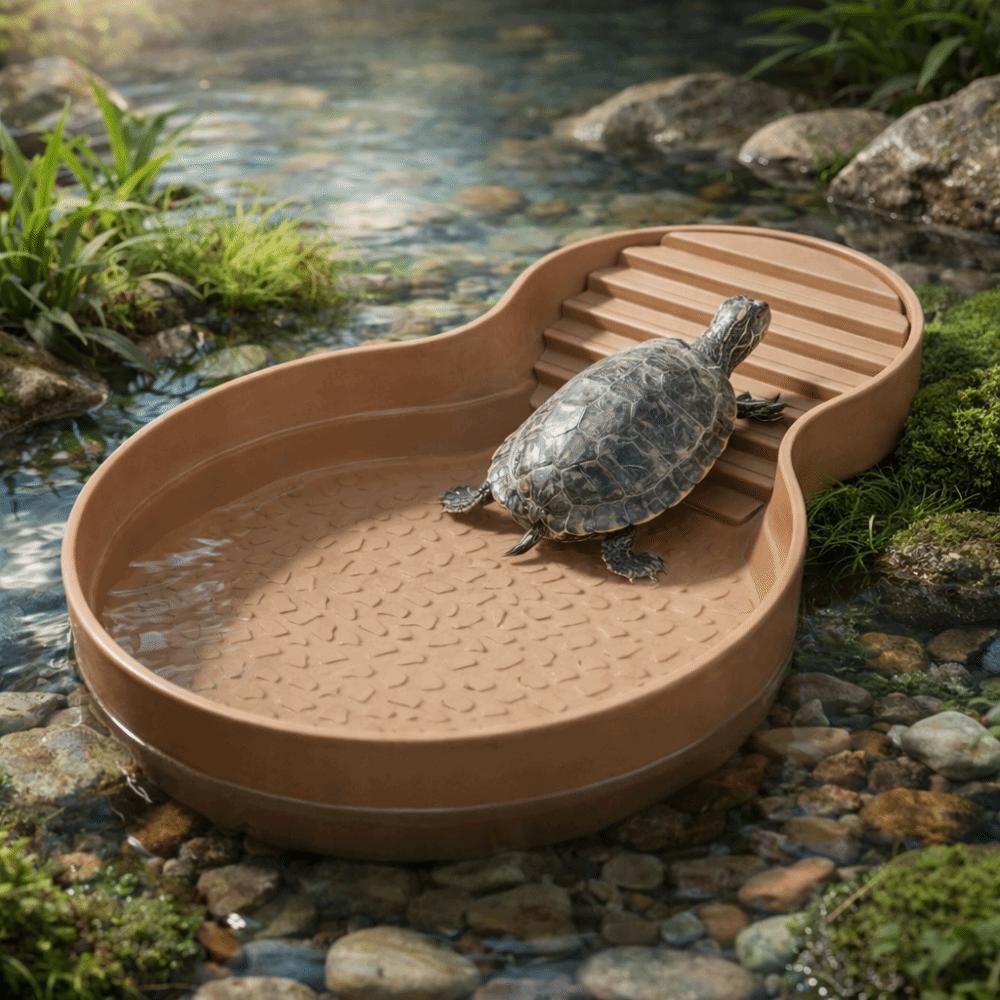 Wide Mouth Tortoise Food Bowl With Ramp Turtle Pond Landscaping Reptile Bathing Pool Habitat Decor