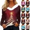Рубашки с длинным рукавом для женщин Милые топы Рождественские принты Футболки Блузки Повседневные топы больших размеров Базовые топы Пуловеры