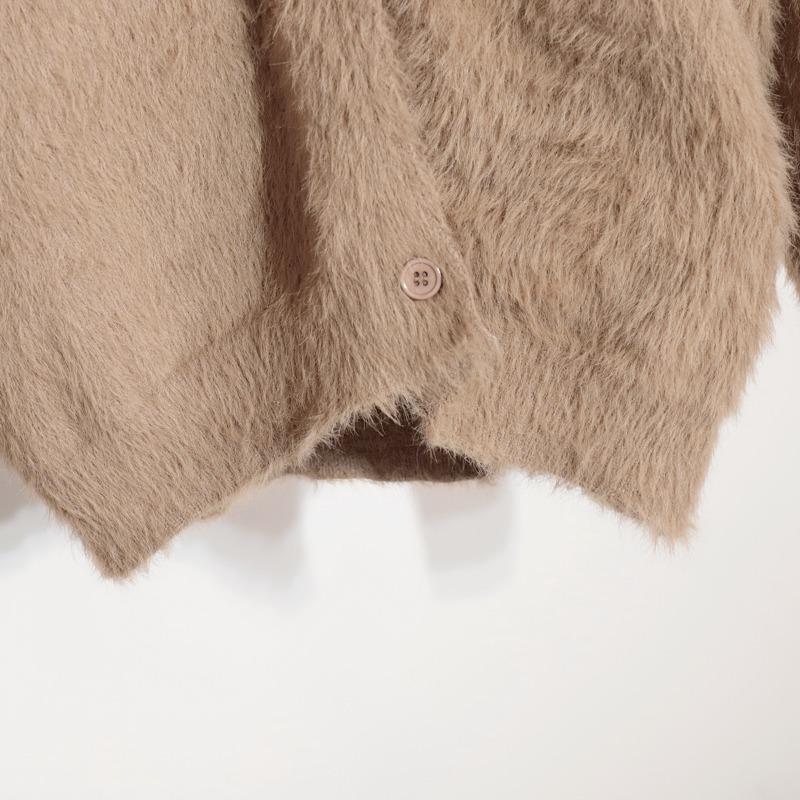 Женский осенне-зимний вязаный кардиган, свободный свитер с длинным рукавом и V-образным вырезом