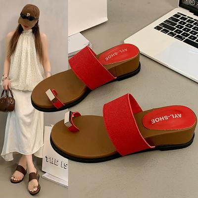 Модные новые нишевые ретро шлепанцы на высокой танкетке, крутые шлепанцы с закрытым носком для улицы, женские холодные шлепанцы