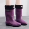 Непромокаемые сапоги до середины икры, женская модная резиновая обувь, осенние непромокаемые ботильоны без шнуровки, зимние женские непромокаемые рабочие ботинки Botas Agua