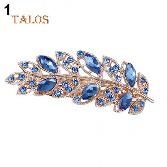 Women Fashion Flower Leaf Crystal Crystal Stone Hair Barrette Clip Hairpin Jewelry Hairs Trinket