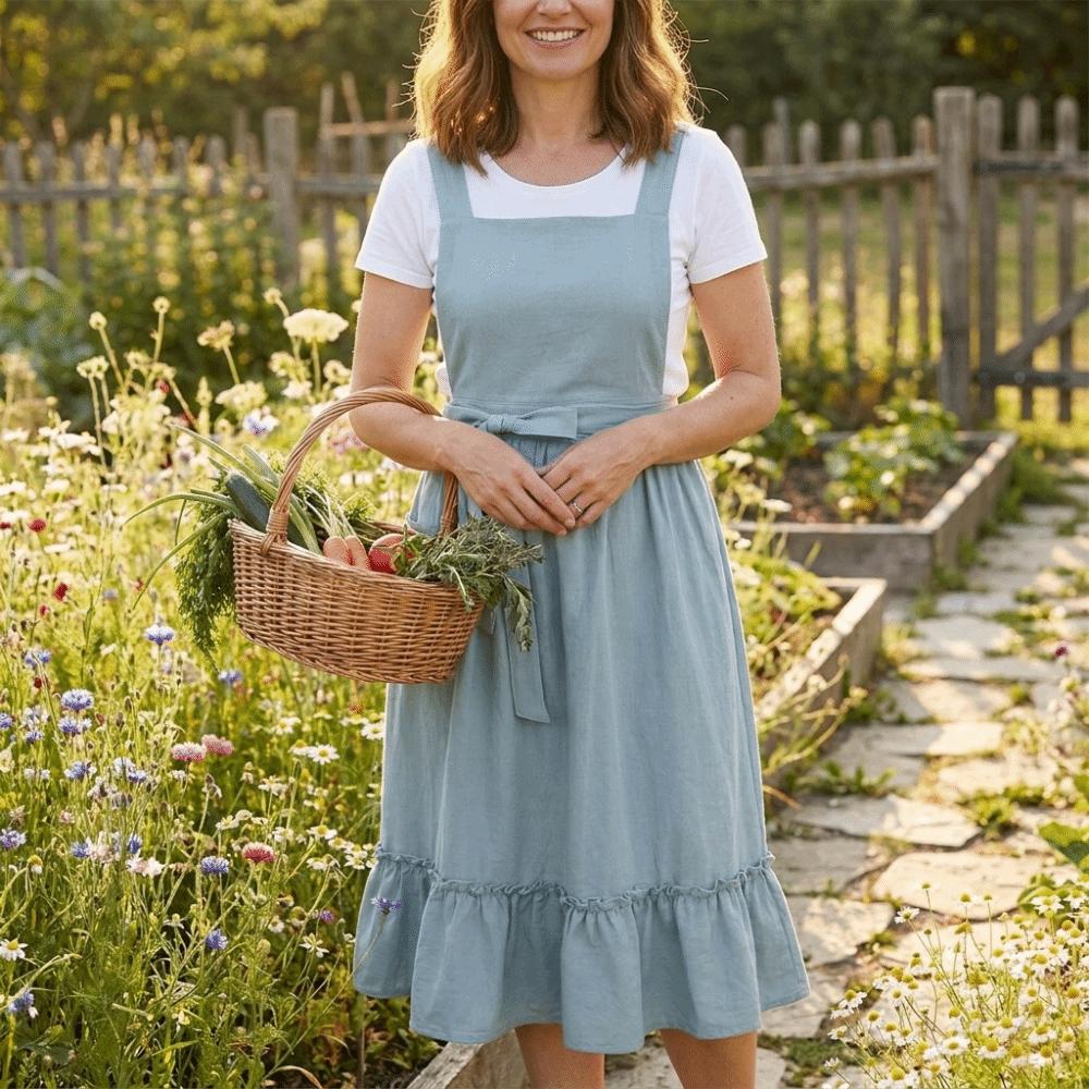 Solid Color Retro European Apron Vintage Baking Apron Kitchen Clothes Kitchen Apron Garden Work