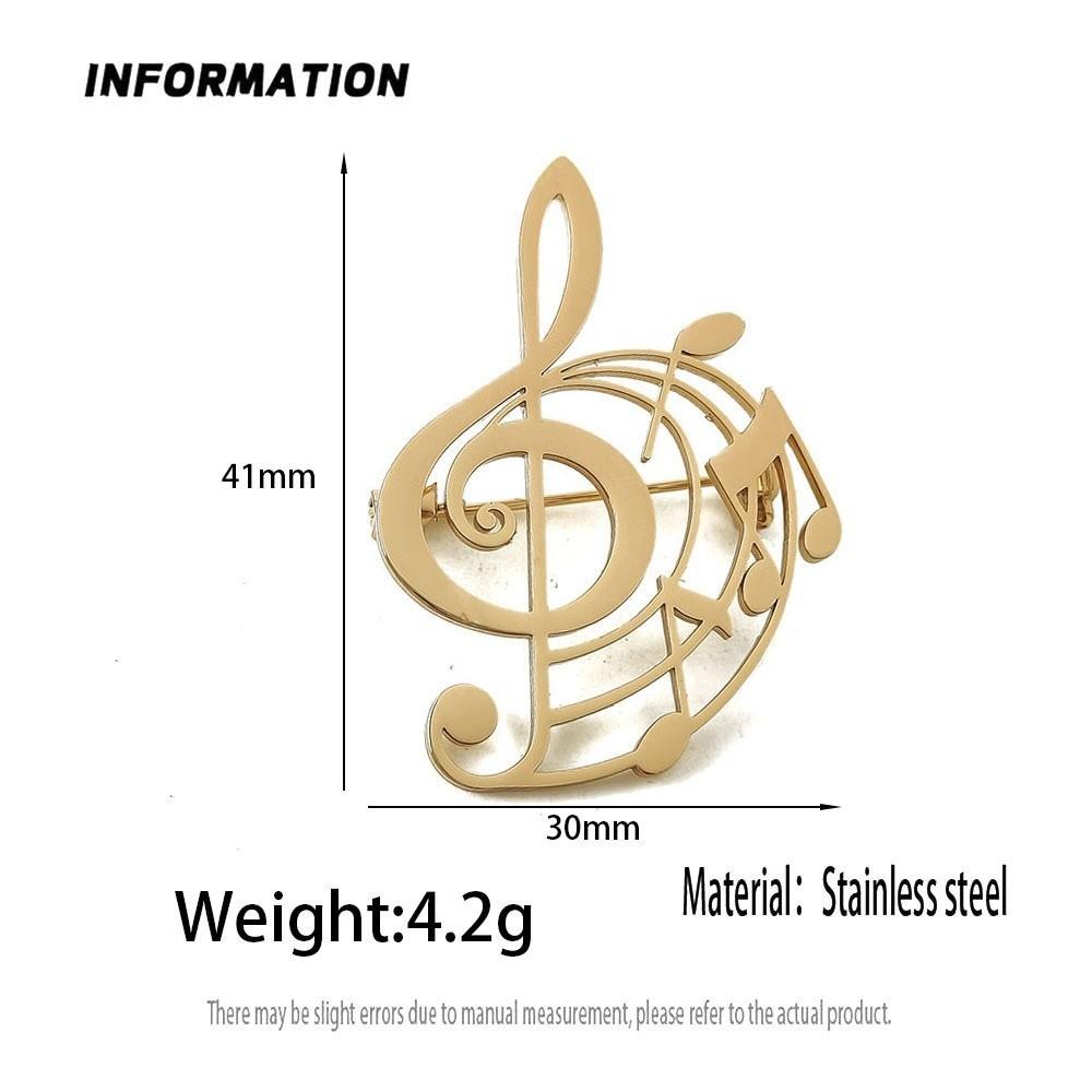 Stainless Steel Music Note Brooch Pin Hollow Design Music Badge Lapel Pin Daily Wear