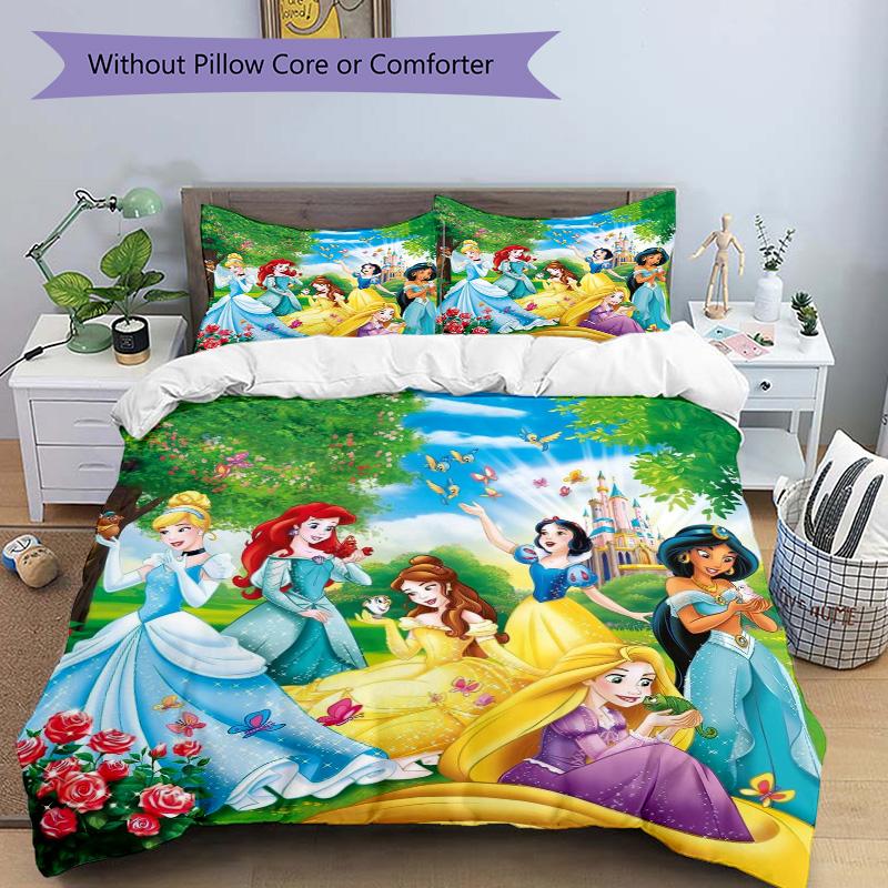 Princesses Magical Garden Print 3Pcs Bedding Setduvet Cover With 2 Bedropillowcase Home Birthday Gift