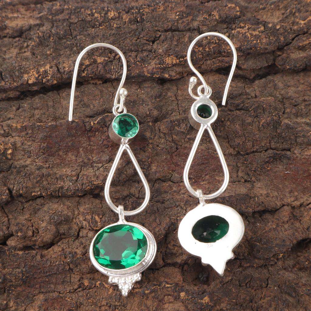 Chrome Diopside Gemstone 925 Sterling Silver Jewelry Earrings 2.50" Gift For Her EE-132-7