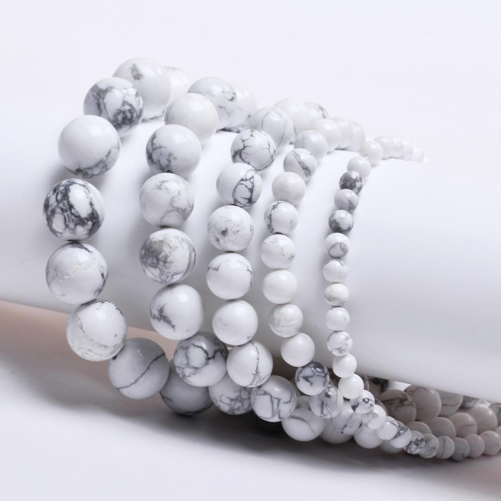 Товары для вечеринок, натуральные камни, круглые, 4/6/8/10/12 мм, для изготовления украшений своими руками, бирюза, 40-15 шт., ожерелья, аксессуары из белого говлита, бусины россыпью