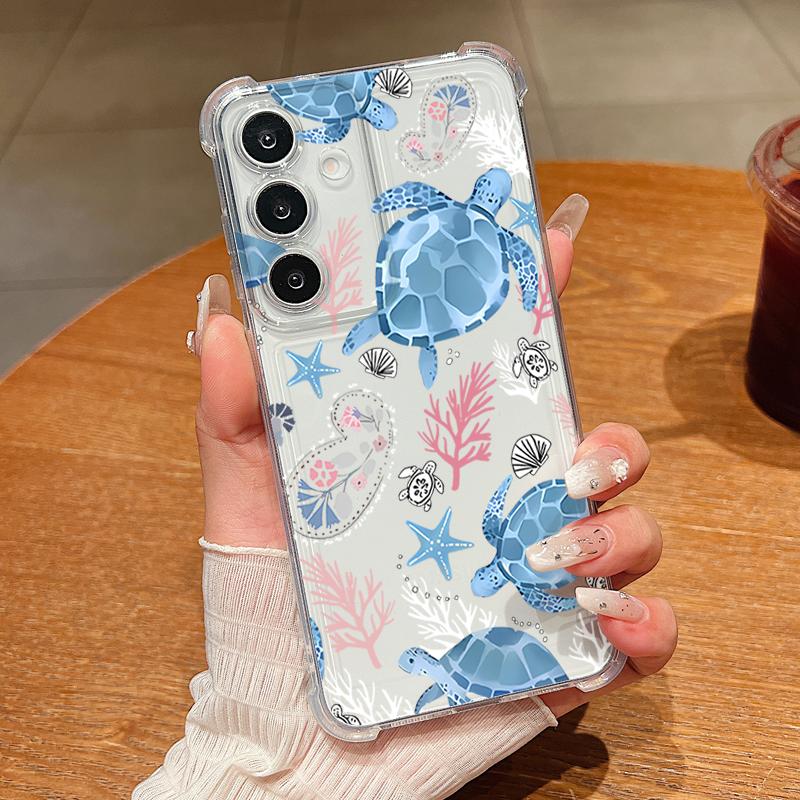 Прозрачный чехол для телефона с рисунком кита и черепахи для Samsung Galaxy S26 S25 S24 S23 Ultra S22 S26 Plus S21 S24 S25 FE Ударопрочный мягкий чехол