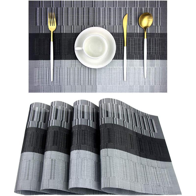 WHQ 4PCS/SET салфетки ПВХ коврик для стола плетеные полосатые коврики под поддоны коврик для стола коврики для кухни аксессуары для кухни