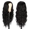 Женский длинный вьющийся парик, средняя часть, натуральные шелковистые термостойкие высокотемпературные волокна, передняя часть шнурка, волнистые черные коричневые синтетические волосы