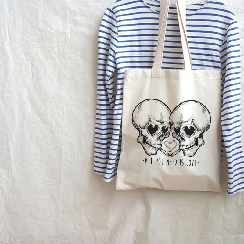 Женская сумка через плечо с готическим демоном и принтом High Street, холщовая сумка с черепом y2k, винтажная сумка-тоут, большая вместительная темная сумка для покупок в стиле хип-хоп