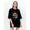 Oversized T Shirt Black Abstract Face Print With XO Graphic Casual Streetwear Fashion Unisex Top For Daily Wear And Outings