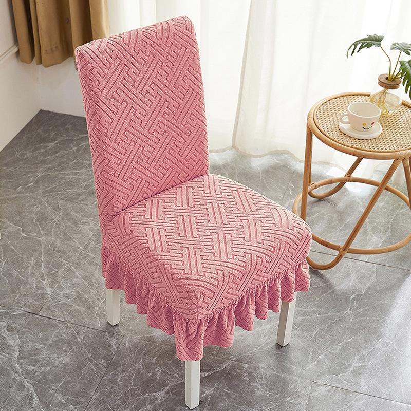 Жаккардовый стрейч чехол-юбка для обеденного стула на все сезоны