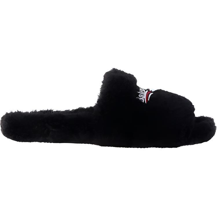 Balenciaga Меховые шлепанцы 'Черные' Мужские 654747W2DO11096