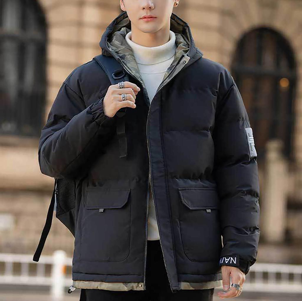 Cotton Jacket Men's Down Cotton Jacket Winter Youth New Thickened Warm Cotton Jacket Winter Coat Men
