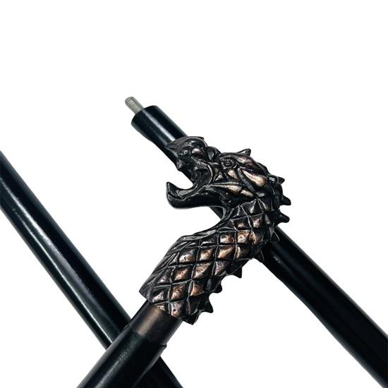 93.98 Cm Dragon Solid Brass Handle Walking Stick, Black Wooden Stick, Portable Canes, Unique Walking Cane Gift
