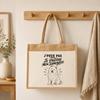 Sac Cabas Jute avec Poche J’peux pas je préfère mon Samoyède J'peux pas minimaliste | Toile de Jute et Coton 21 L Fond Plat Anses