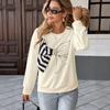 Женская Модная Повседневная Весенне-Осенняя Блузки Рубашки в Полоску с Длинным Рукавом и Круглым Вырезом