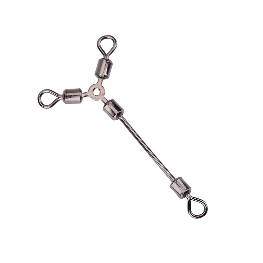 15Pcs Durable Y Shape 3 Way Rolling Swivels Fishing Hook Lure Connectors Tackle Accessory(12#)