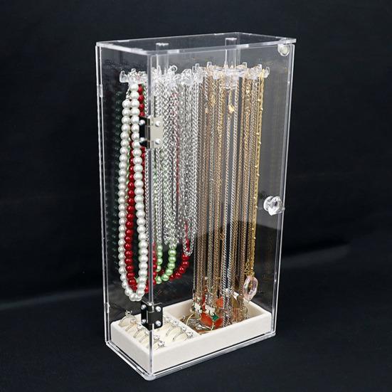 Подставка для ювелирных изделий, органайзер для ожерелий, большая емкость, вращающийся дизайн, пыленепроницаемый, прозрачный, для сережек, ювелирных изделий