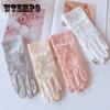 Women's Summer Ice Silk Sunscreen Lace Gloves Anti UV Thin Ball Anti Slip Breathable Quick Drying