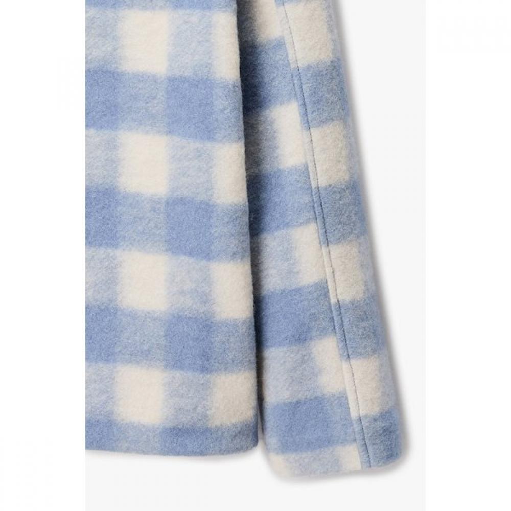 Emporio Armani Junior Eco Fur Collar Check Pattern Peacoat 0456301007