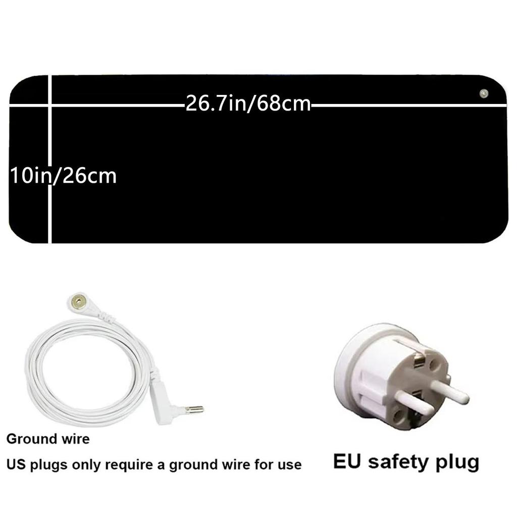 Комплект заземляющего коврика с 15-футовым заземляющим шнуром, заземляющая подушка для здоровья, заземляющий коврик для кровати, коврик для ног, компьютерный коврик, коврик для сна, коврик для домашних животных (10" x 26,7")