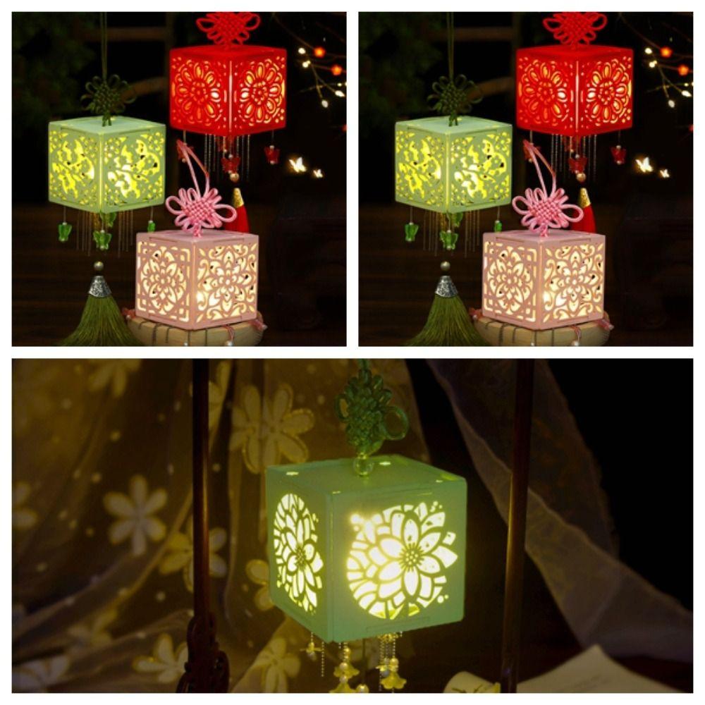 With LED Light DIY Mid-Autumn Lantern Chinese Style Handmade Lanterns Party Decor Kids Gift